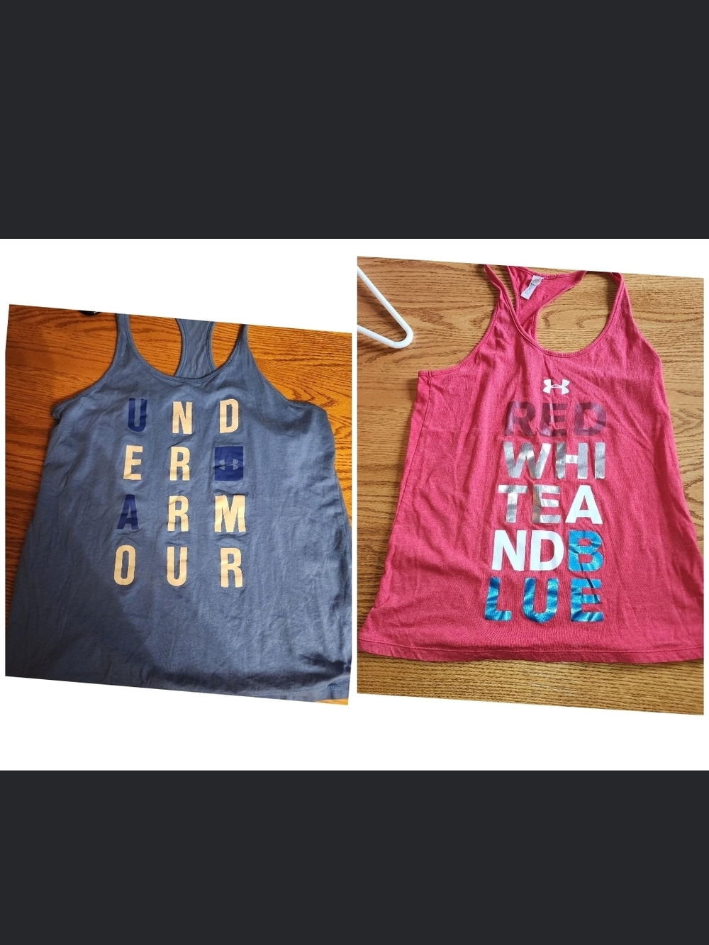 Under Armour  Blue and Red Graphic Racerback Tanks - Set of 2